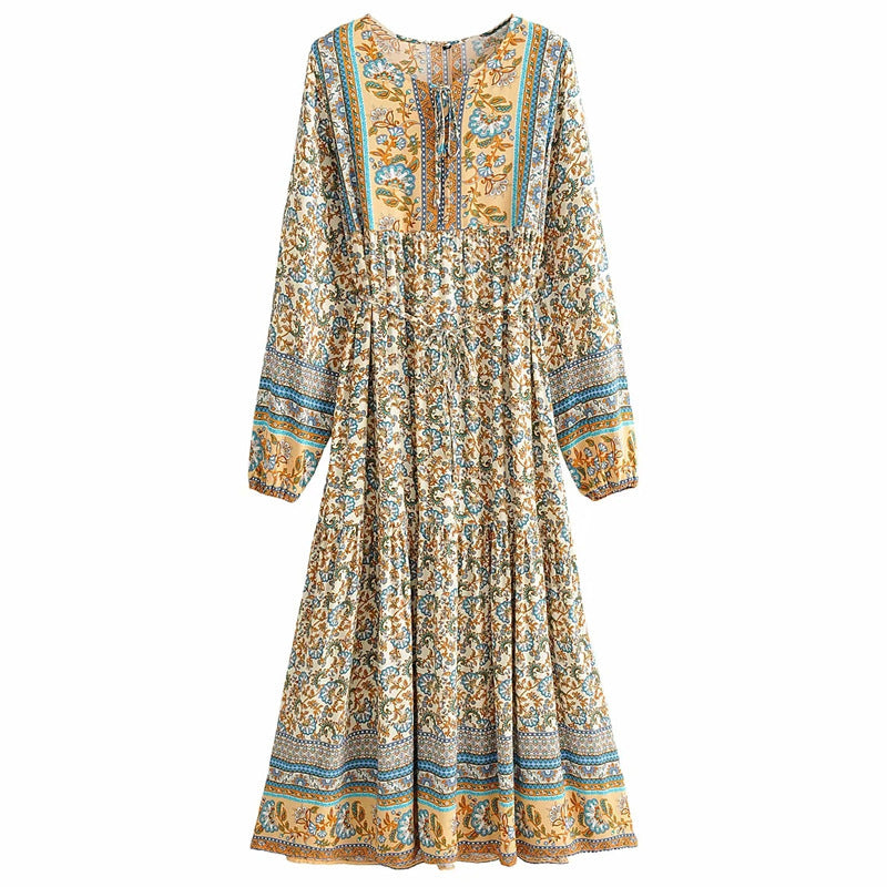 Robe Longue à Imprimé Fleuri – Élégance Bohème