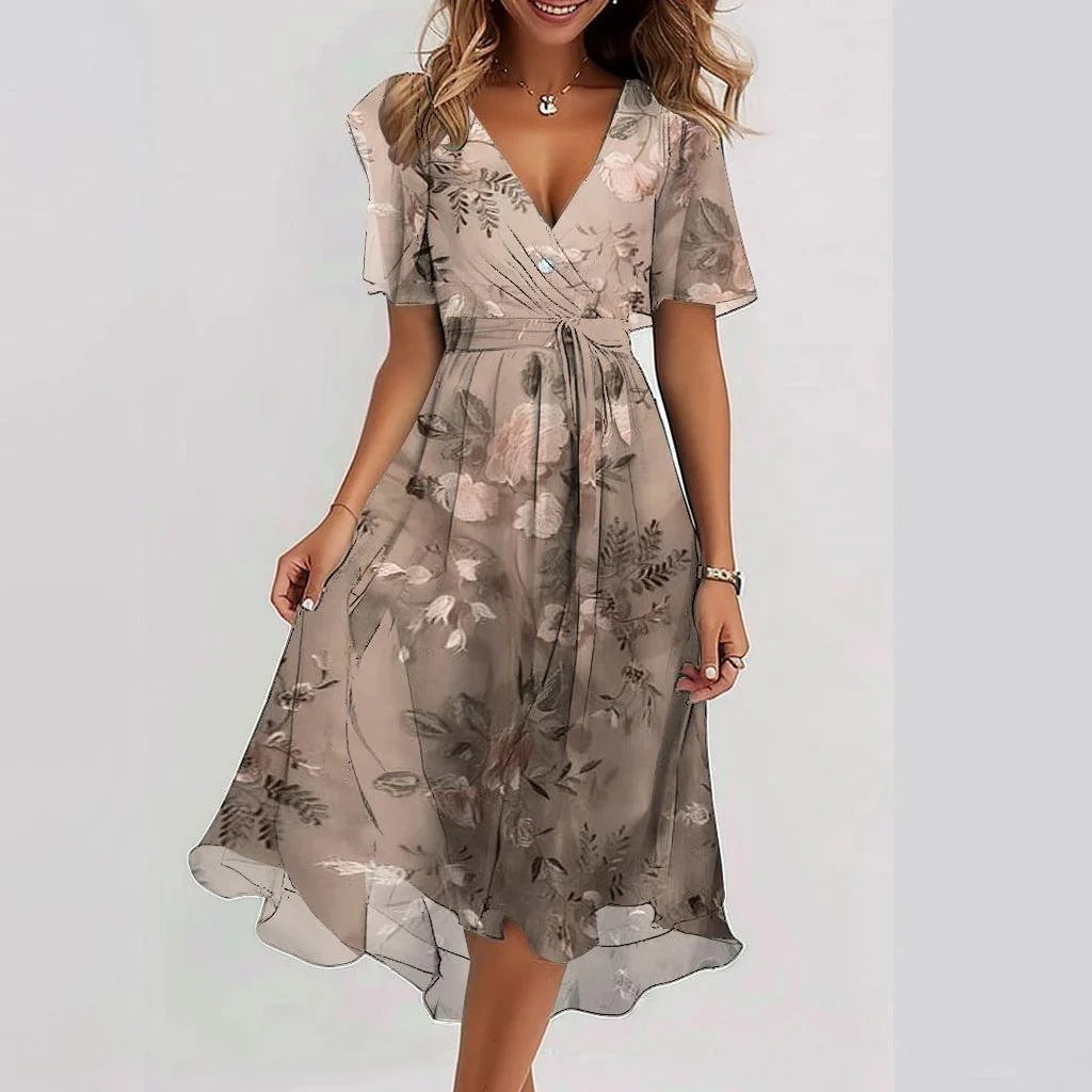 Robe d'Été en Chiffon Imprimé - Élégance et Fraîcheur