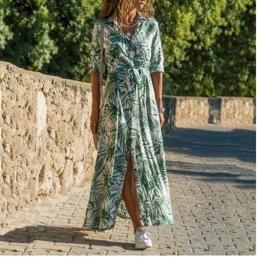 Robe Chemise Rayée en Chiffon – Élégance Décontractée