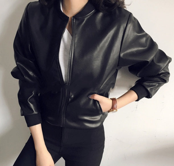 Veste en Cuir Moto Femme 2025 - Slim Noir Style Rebelle