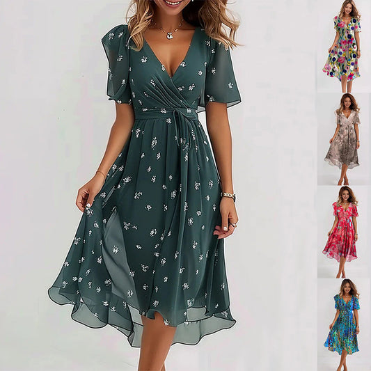 Robe d'Été en Chiffon Imprimé - Élégance et Fraîcheur
