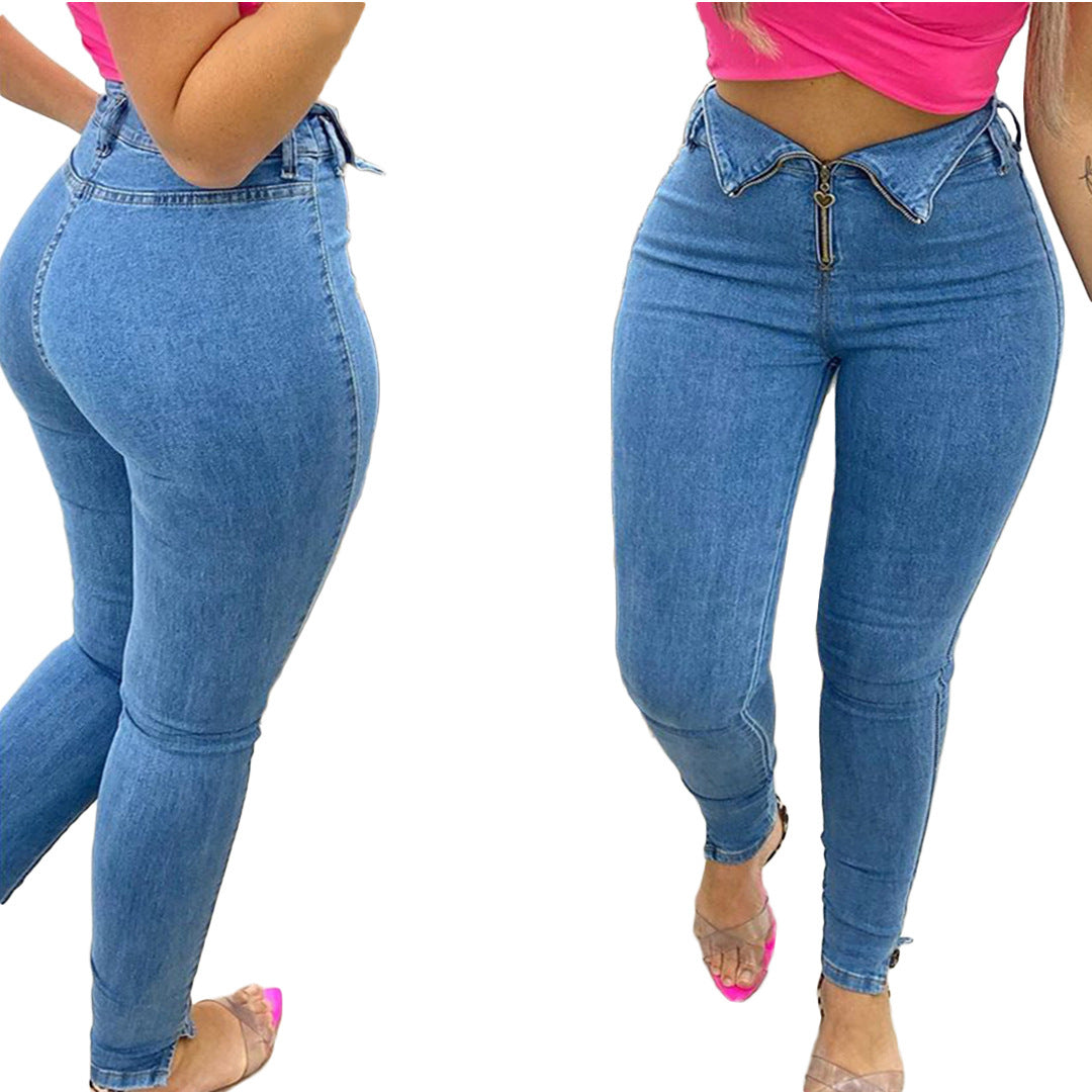 Jeans Casual Moderne Bleu Taille Moyenne - Coupe Slim