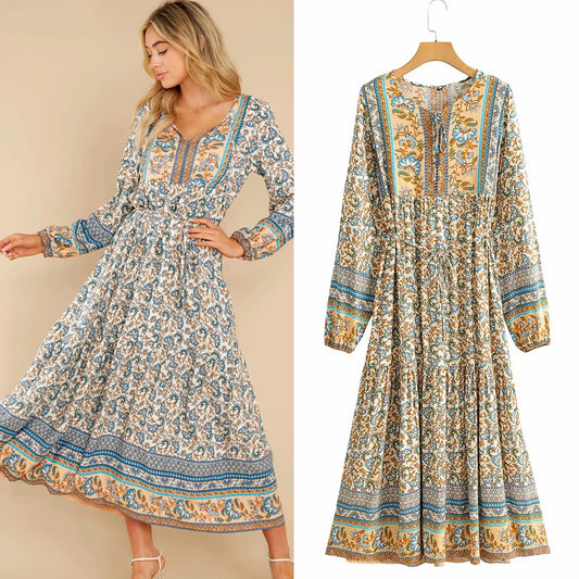 Robe Longue à Imprimé Fleuri – Élégance Bohème