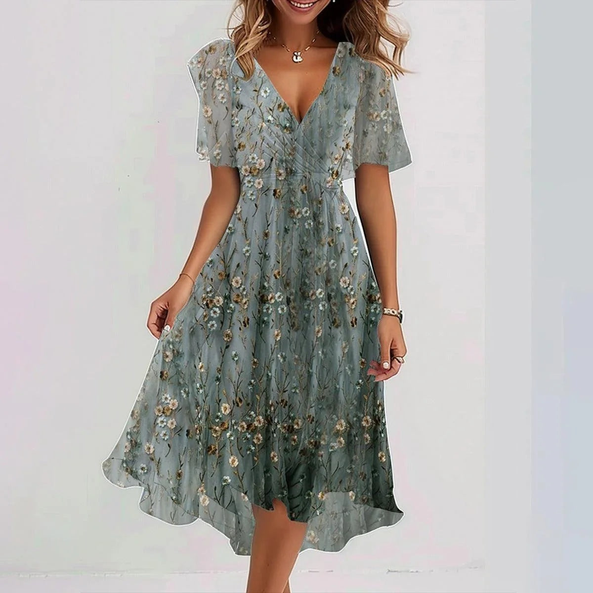 Robe d'Été en Chiffon Imprimé - Élégance et Fraîcheur