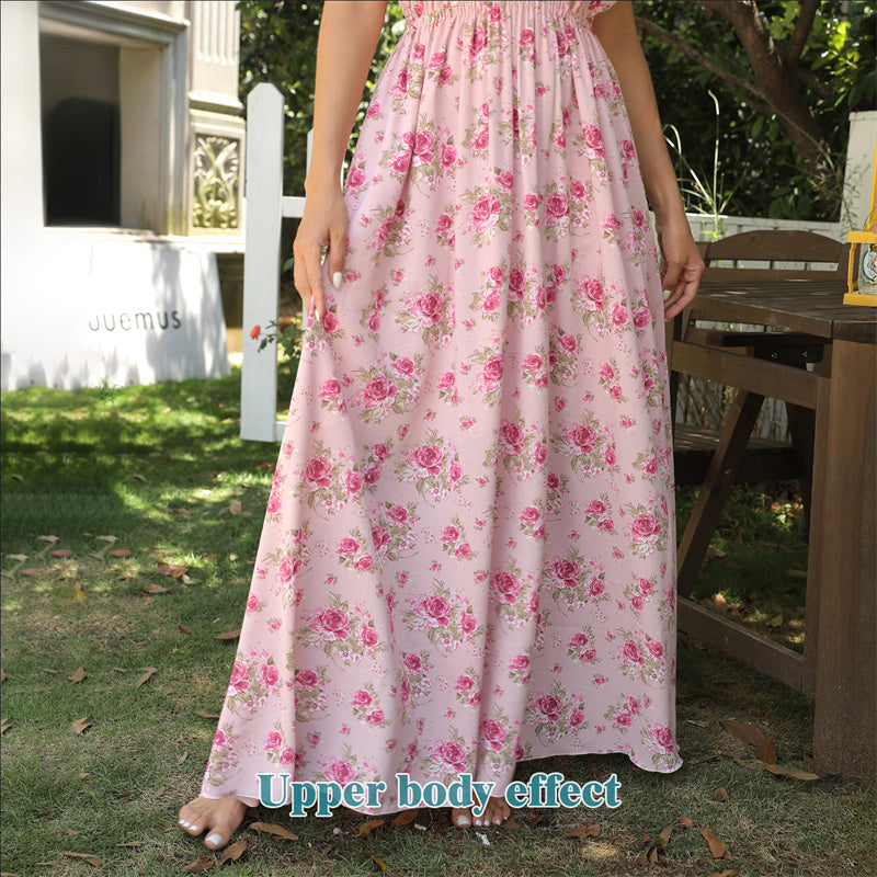 Robe Longue Fleurie à Bretelles – Légèreté et Douceur