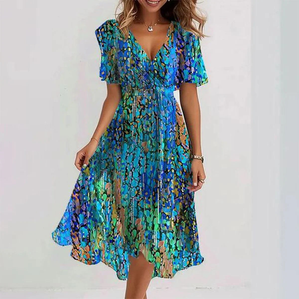 Robe d'Été en Chiffon Imprimé - Élégance et Fraîcheur