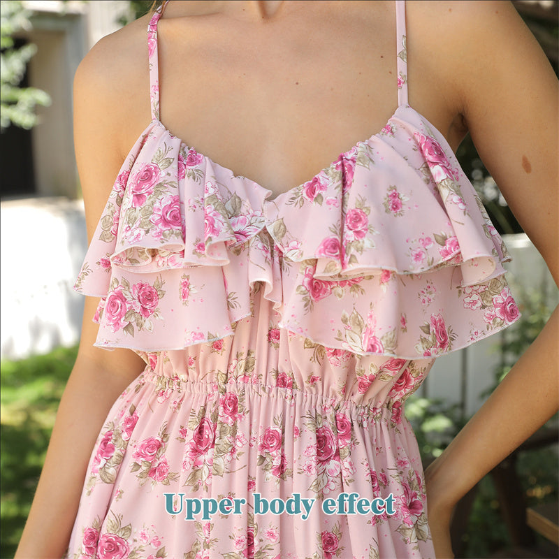 Robe Longue Fleurie à Bretelles – Légèreté et Douceur