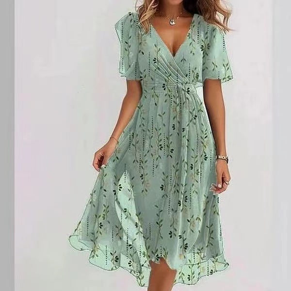 Robe d'Été en Chiffon Imprimé - Élégance et Fraîcheur