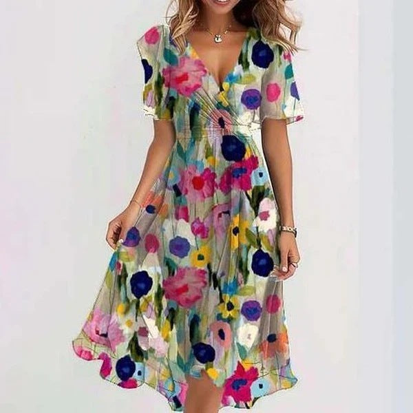 Robe d'Été en Chiffon Imprimé - Élégance et Fraîcheur