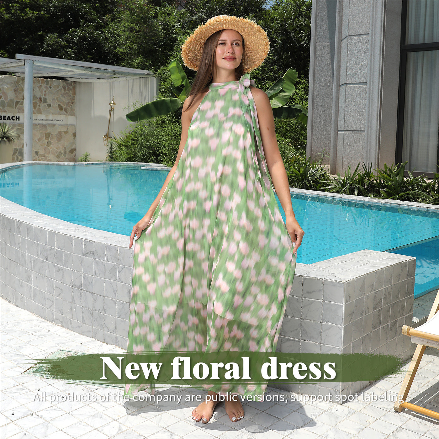 Robe Longue Imprimée à Encolure Américaine – Élégance Décontractée