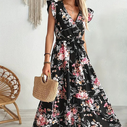Robe Longue Fleurie Élégante – Style Bohème Chic